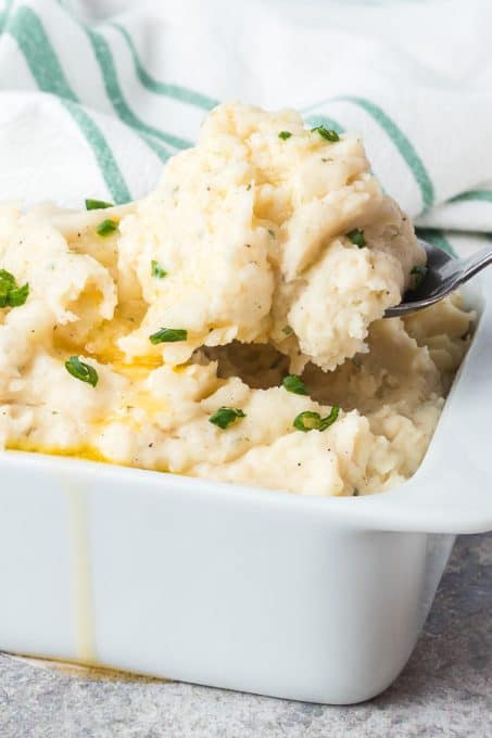 A spoonful of mashed potatoes with ranch dressing mix.