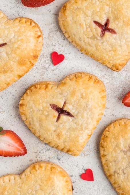 Heart shaped strawberry hand pie