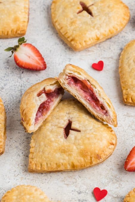 The inside of a Strawberry Cream Hand Pie.