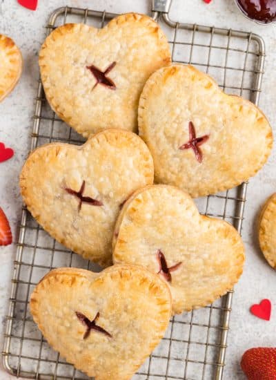 Hand pies with cream cheese and strawberry jam.