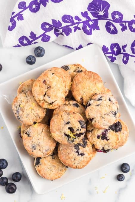 A plate of Blueberry lemon scones.