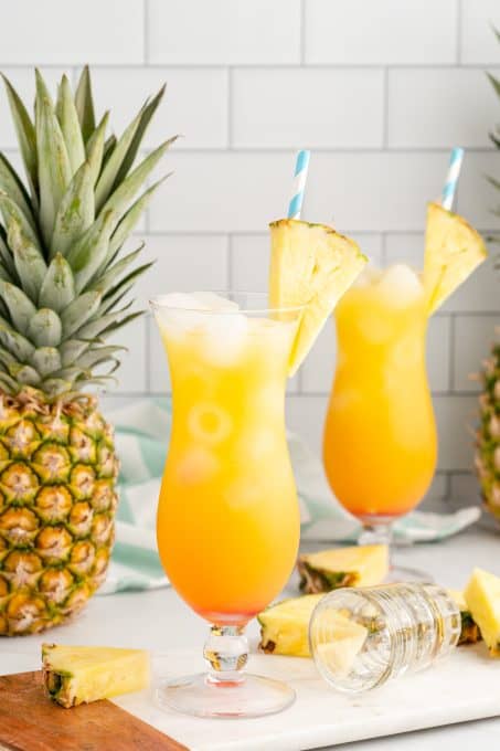 Grenadine, pineapple and orange juice and rums make this amazing Caribbean cocktail.