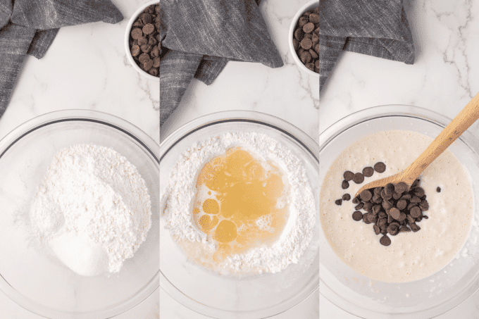 Chocolate Chip Pancakes Process Photos