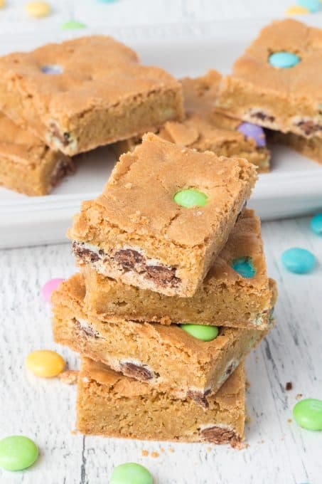 Blondies made with Easter M&M's