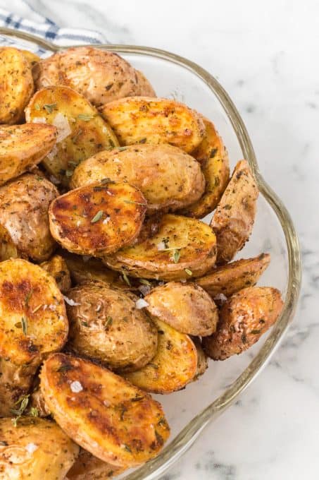 Easy air fryer baby potato recipe.