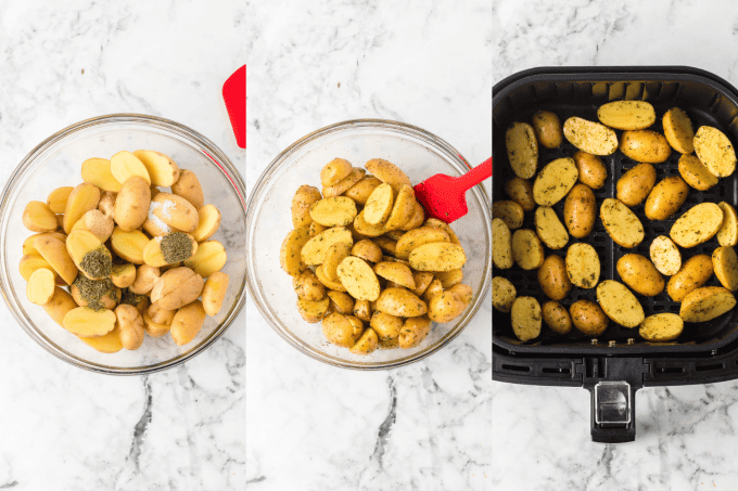 Process photos for Air Fryer Baby Potatoes