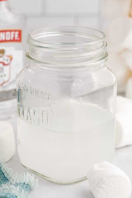 A jar of Marshmallow Vodka.