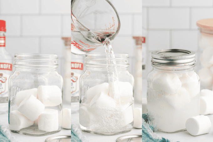 Process shots for Marshmallow Vodka