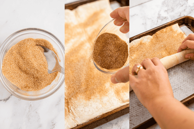 Process photos for Puff Pastry Cinnamon Swirls