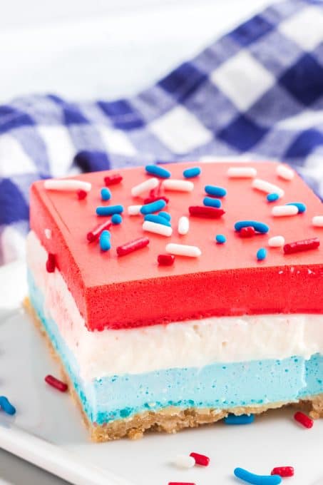 Patriotic no bake Dream Bars.