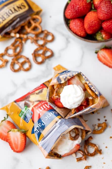 Whipped Cream on top of Strawberry Salad.