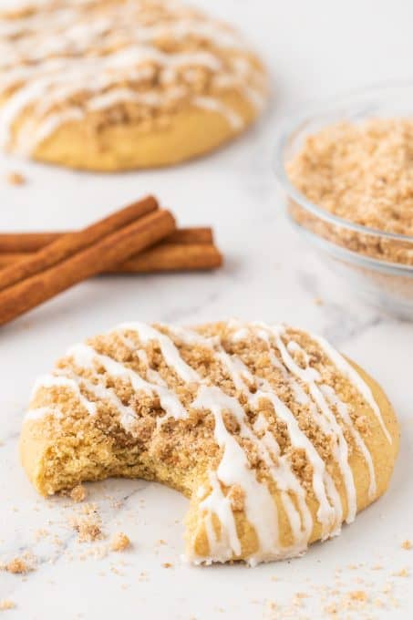 There's cinnamon streusel and glaze on top and a surprise inside in these cookies.