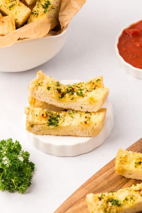 Bread slices with a garlic butter.