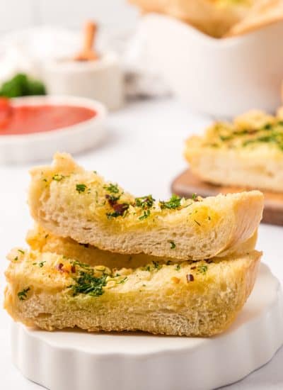 Slices of air fried garlic bread