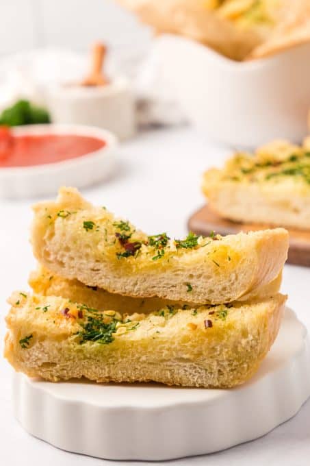 Slices of air fried garlic bread