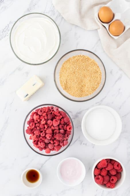 Ingredients for Mini Raspberry Cheesecakes
