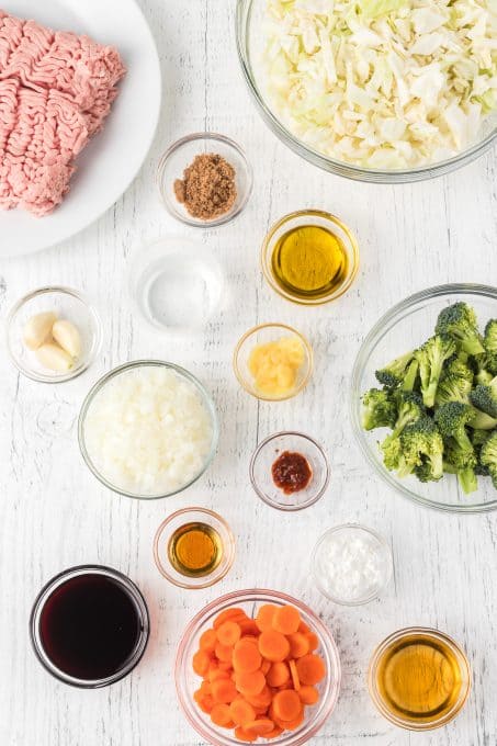 Ingredients for Pork and Cabbage Stir Fry