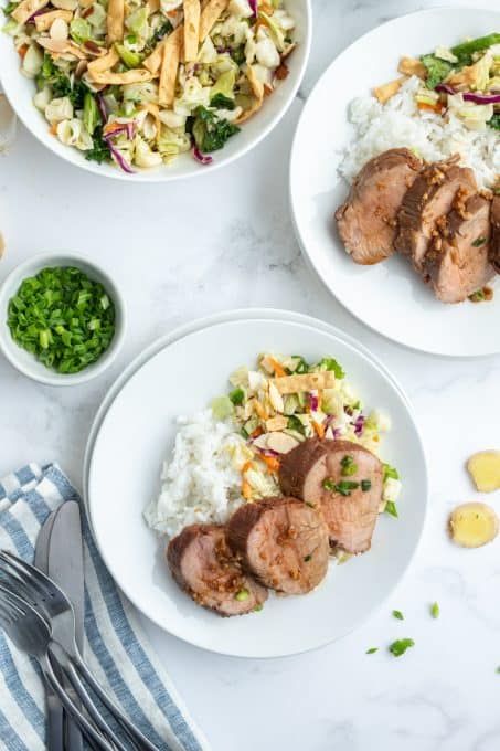 Marinated pork dinner.