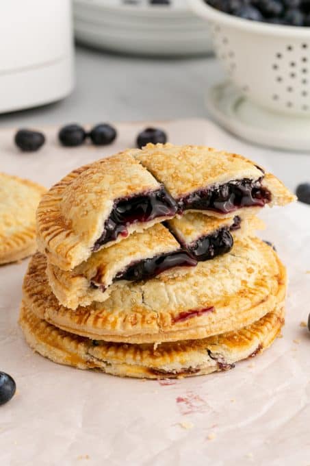 Air fryer hand pies with blueberry filling.