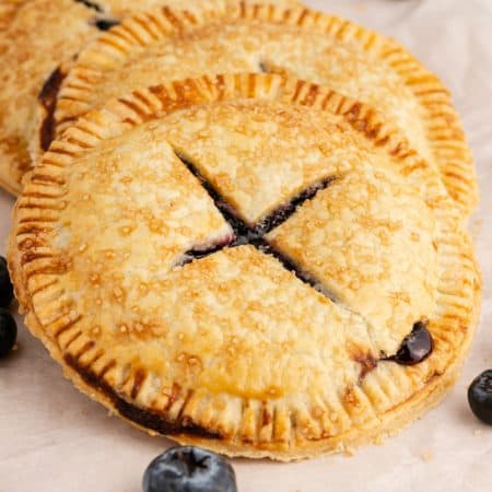 Blueberry filled hand pies made in the sir fryer.