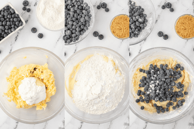 1st set of process photos for a Blueberry Sour Cream Coffee Cake