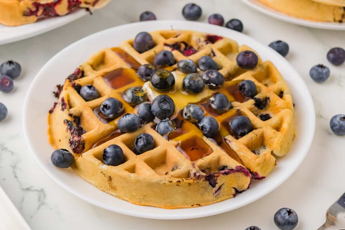 Crisp Fluffy Blueberry Waffles