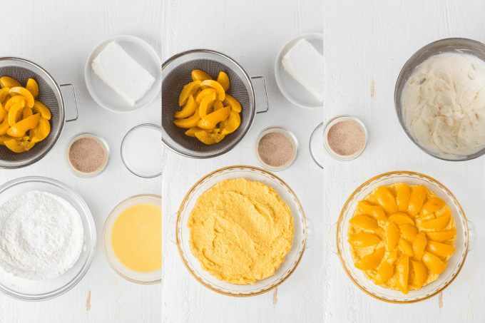 Process photos for Peaches and Cream Pie.