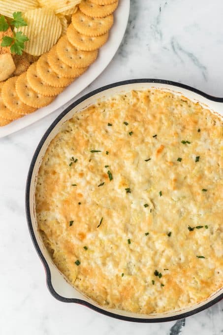 Party dip with artichokes.