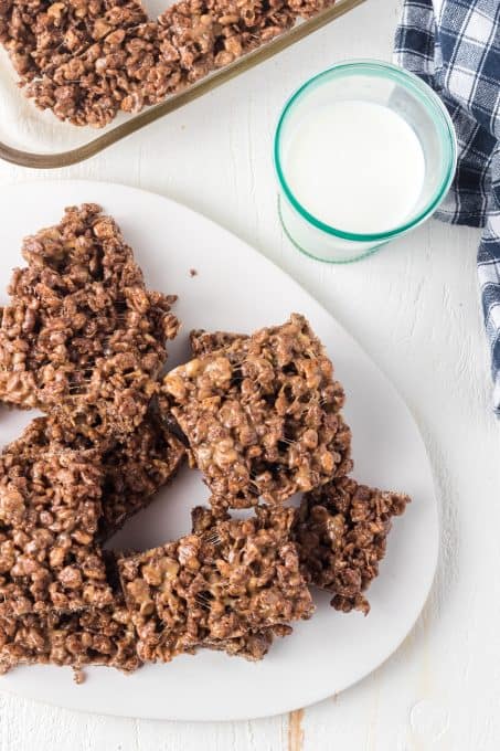 Cereal treats with chocolate and peanut butter.