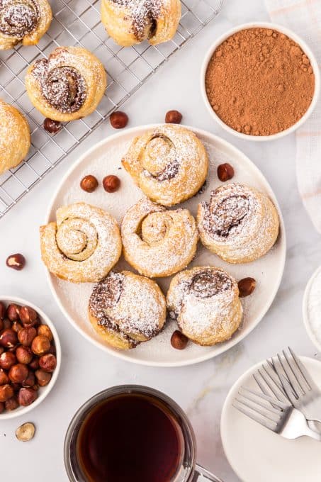 A plate of Nutella muffin croissants.