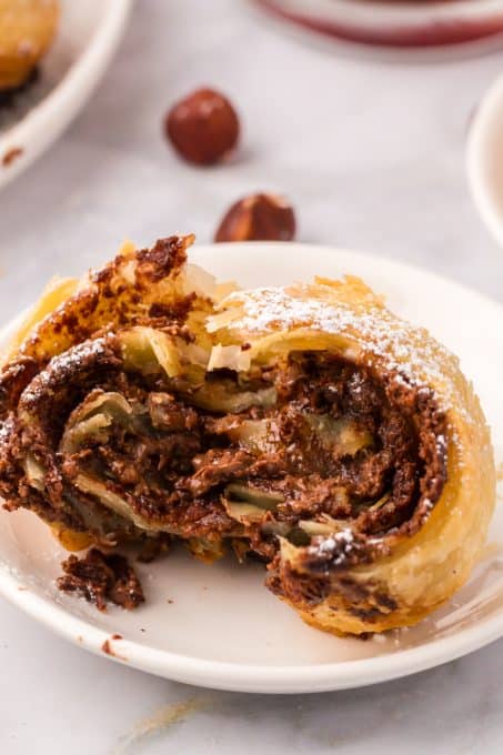 Nutella in puff pastry dough for an easy breakfast or dessert treat.