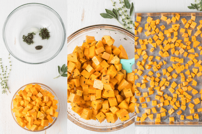 Process photos for Roasted Butternut Squash.