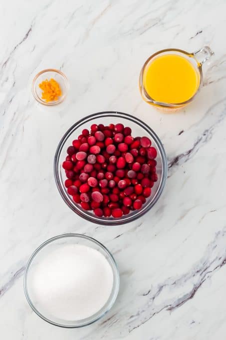 Ingredients for Homemade Cranberry Sauce.