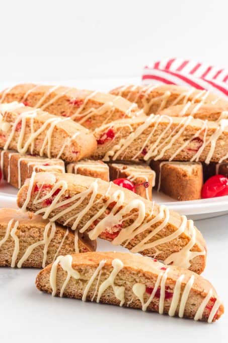 Biscotti made with maraschino cherries.