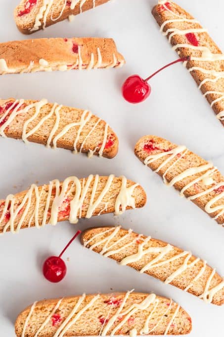 Cherry and white chocolate biscotti.