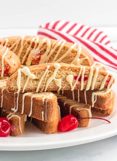 Maraschino cherries in biscotti.