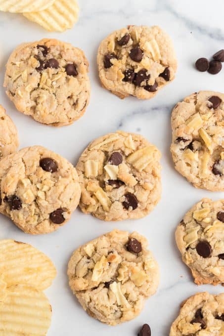 Chocolate and potato chips make these irresistible cookies.