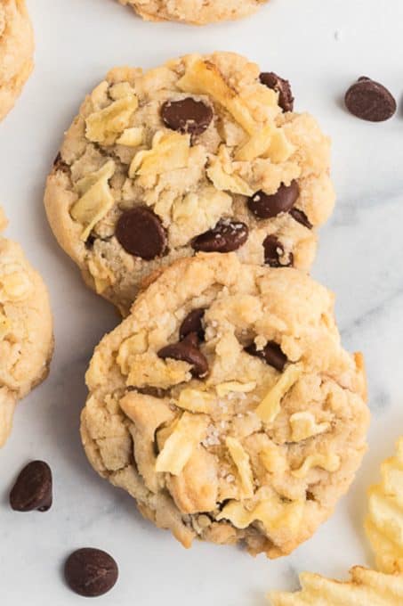 Potato Chip Cookies with chocolate chips.