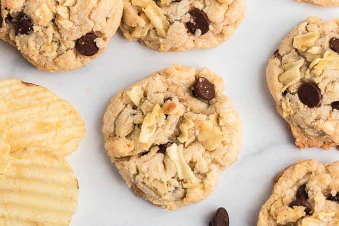 Sweet and salty cookies with potato chips and chocolate chips.
