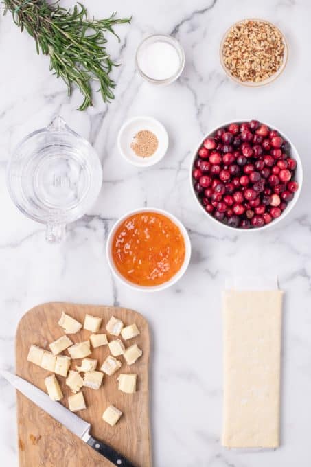 Ingredients for Cranberry Brie Bites.