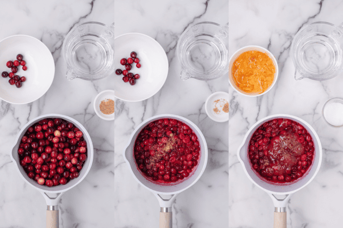 Second set of process photos for Cranberry Brie Bites.