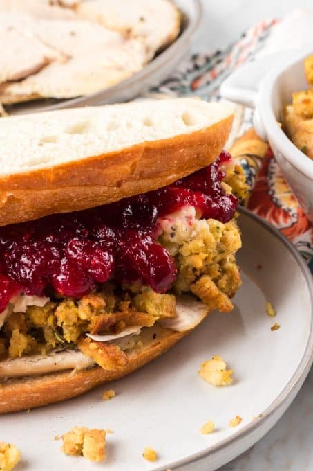 THE best turkey sandwich with mayo, stuffing, mashed potatoes and cranberry sauce.
