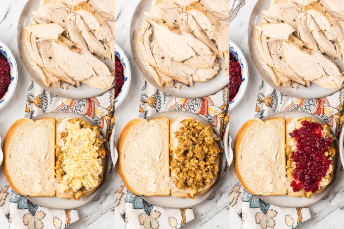 Leftover Turkey Sandwich process photos.
