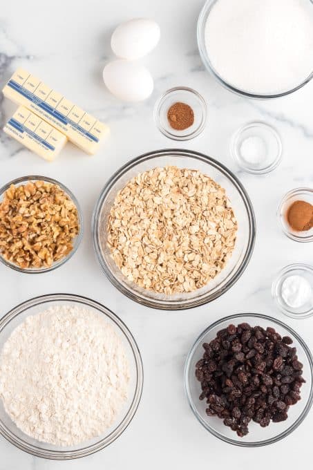 Ingredients for Nana's Oatmeal Cookies