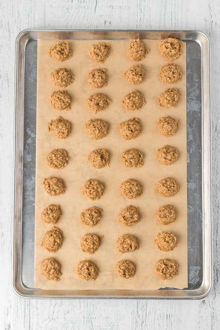 A tray of peanut butter cookie dough.