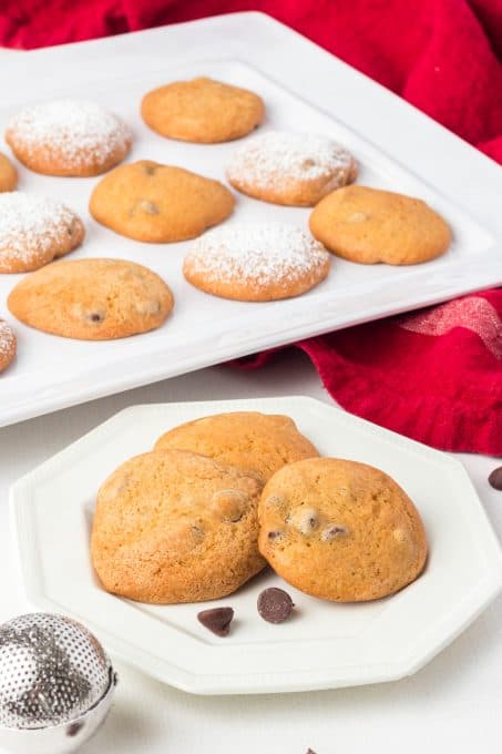 Cookies made with chocolate chips, brown sugar, and sour cream.