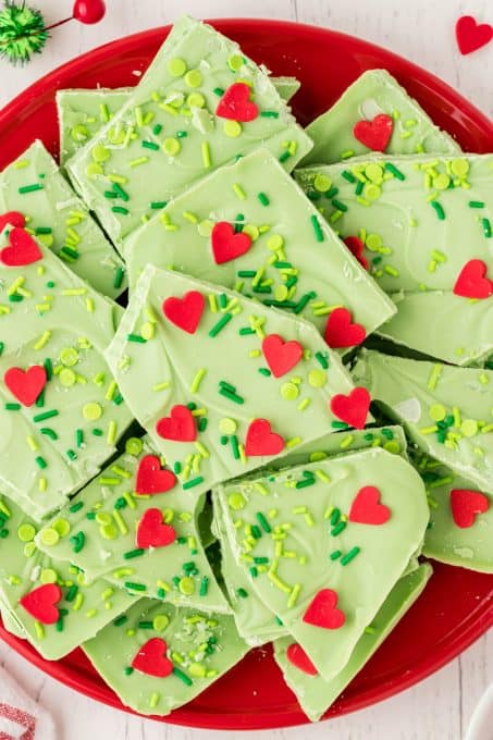 Grinch themed candy bark - only 3 ingredients.