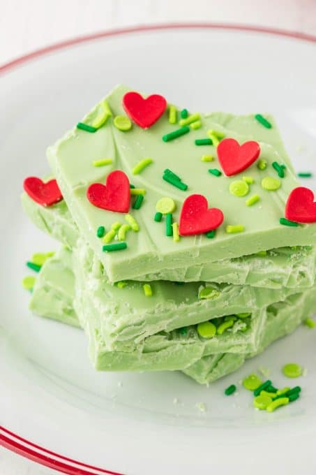 Broken Grinch candy bark.