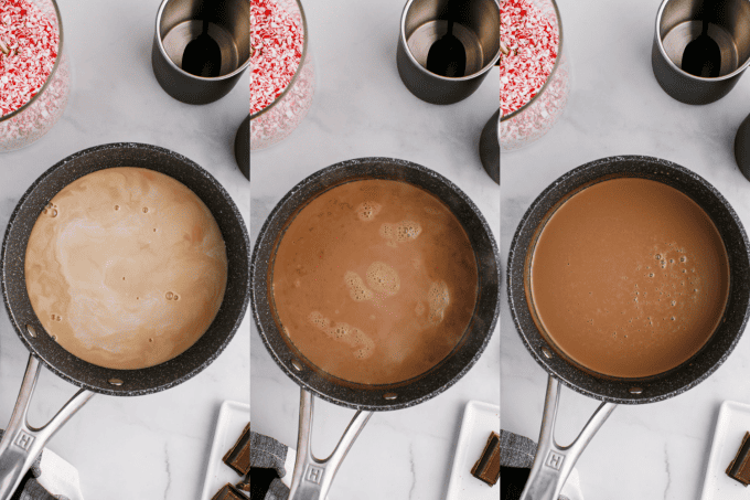 Process steps for DIY Peppermint Mocha.