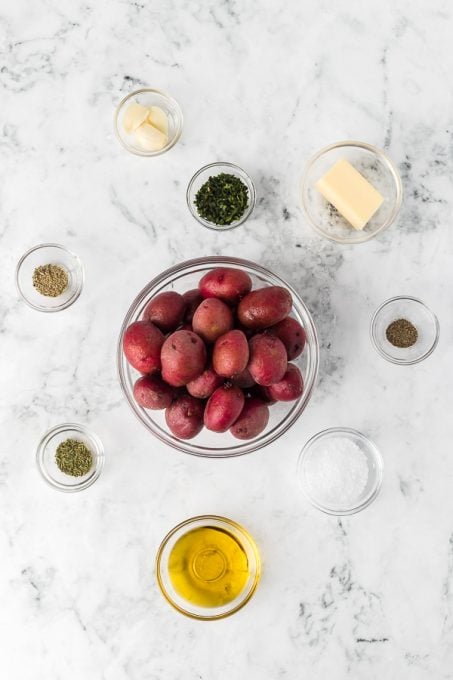 Ingredients for Smashed Red Potatoes.